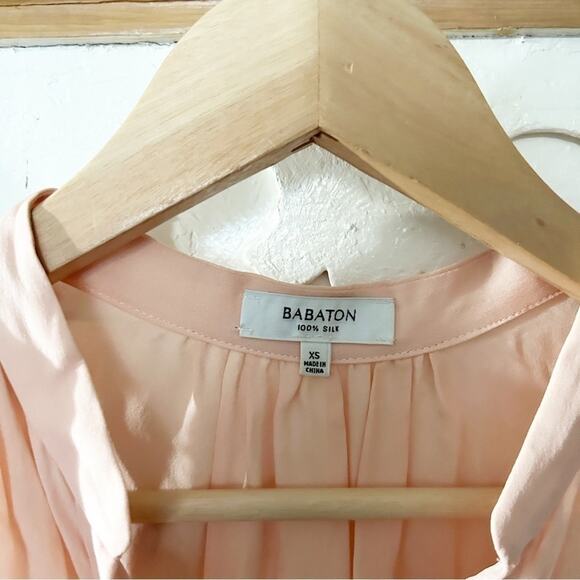 Aritzia Babaton Pink Sleeveless V-Neck Tie Waist Benedict Silk Dress Size XS - Picture 5 of 7